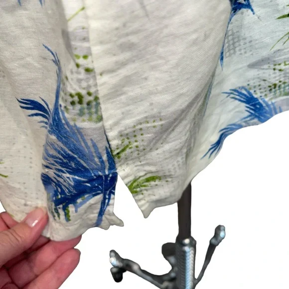 Cubavera Men's Shirt  4XLT Blue/White/Green Button Up Short Sleeve Leaf Print - Picture 7 of 11